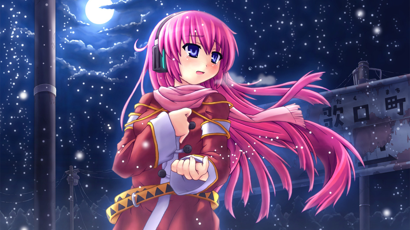 Девочка зимней ночью