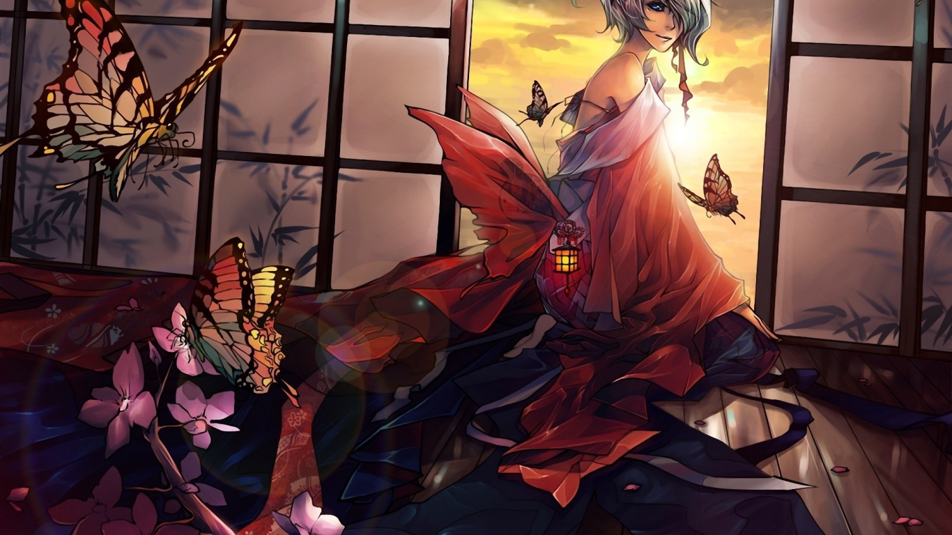 Девушка и бабочки