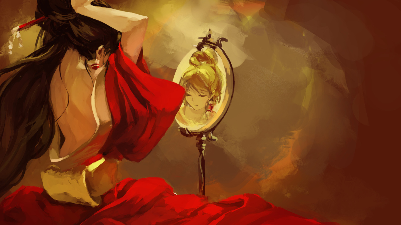 Девушка около зеркала