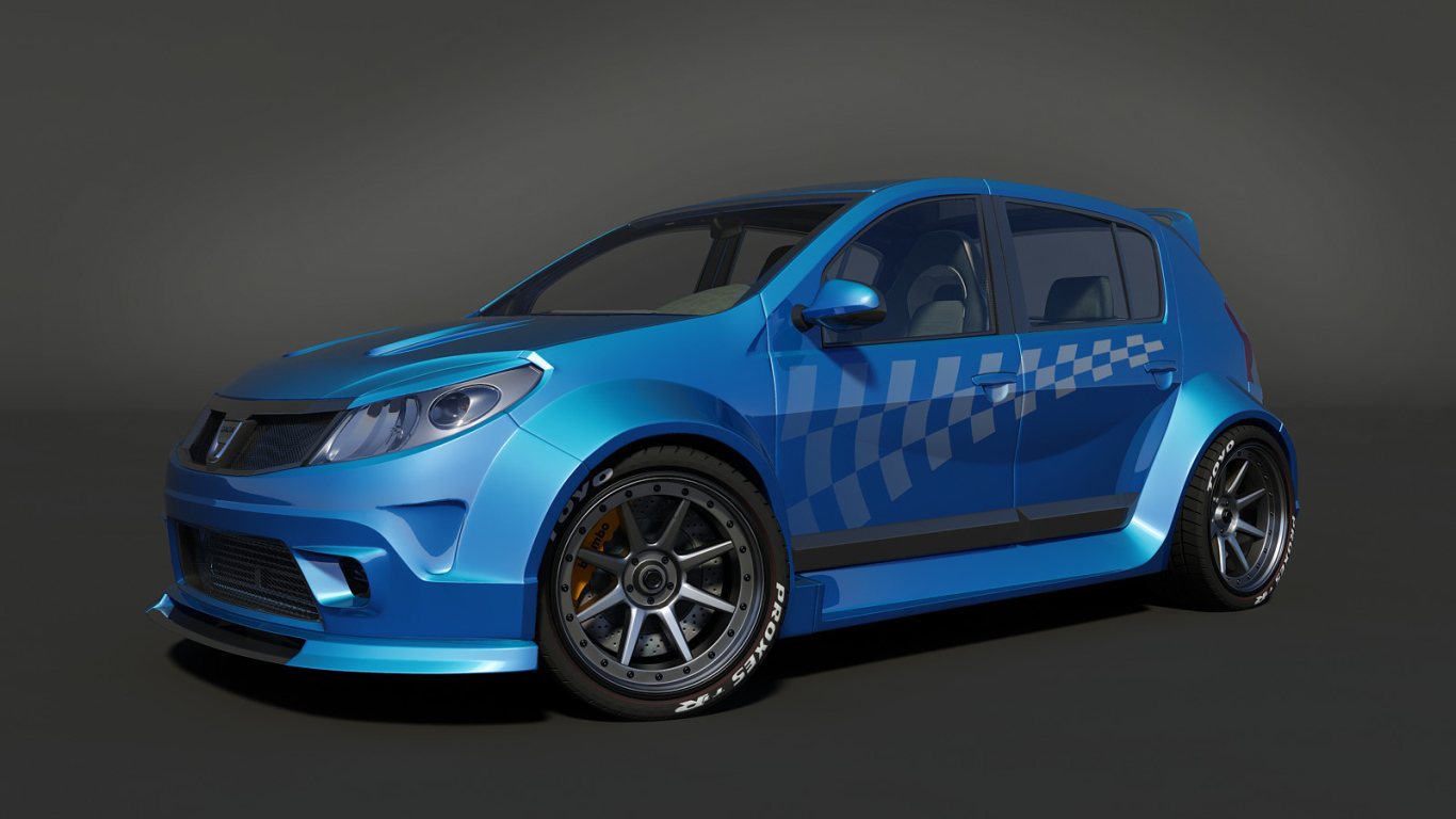 Автомобиль Ренаульт Sandero на дороге