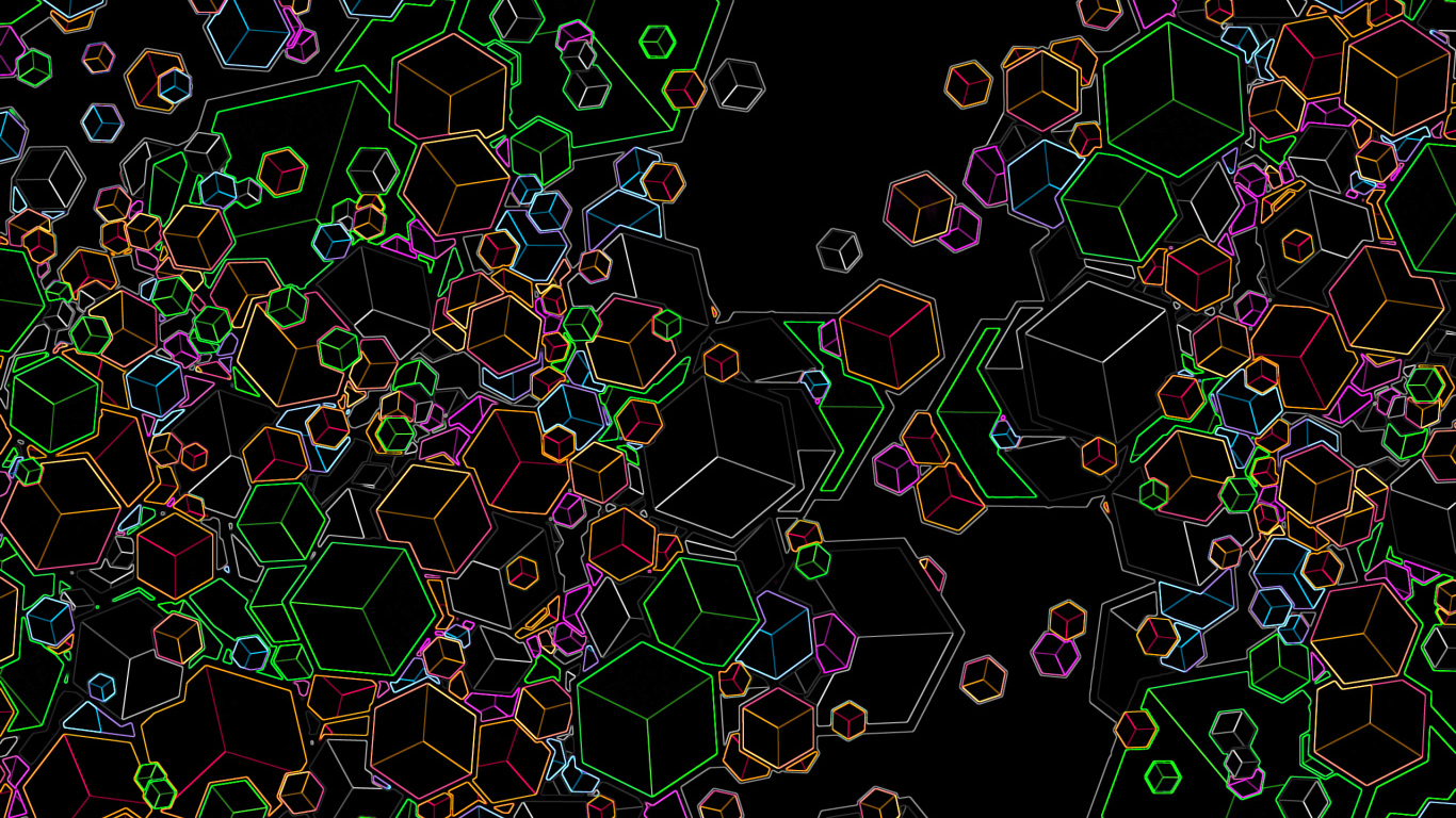 Черные обои с красочными фигурами
