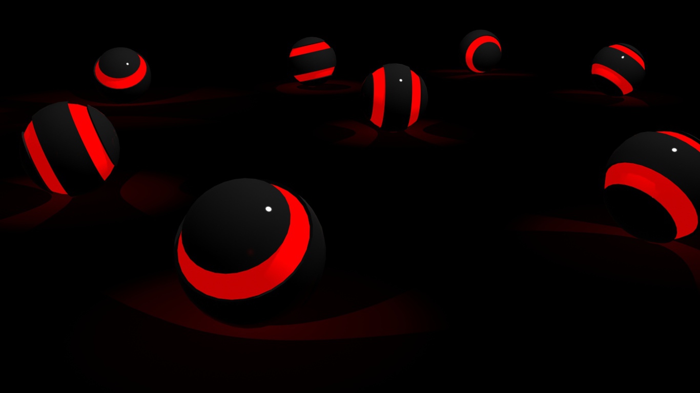 Черные обои с красными шарами
