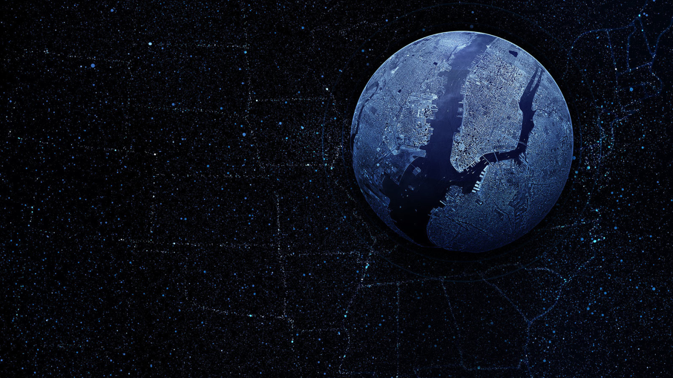 Black wallpaper with the planet New York