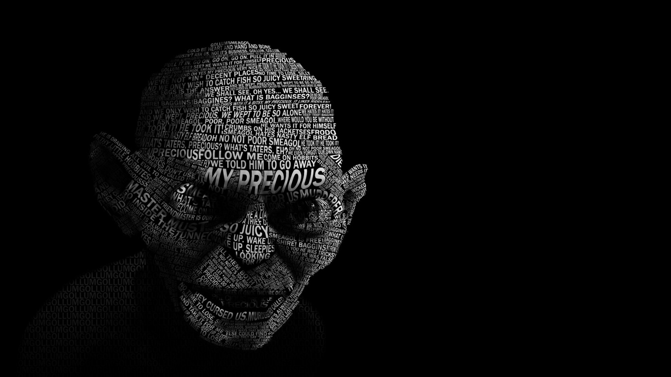 Голлум на черных обоях