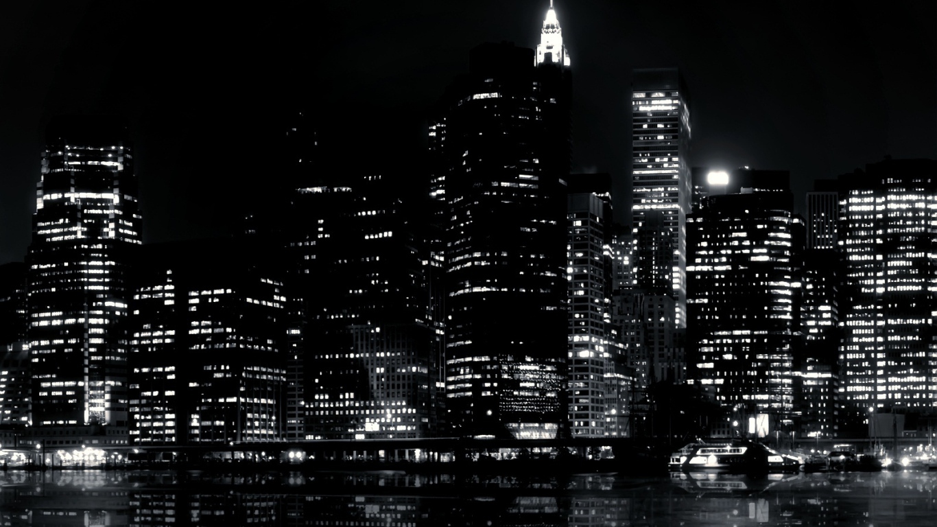 Ночные огни на черных обоях