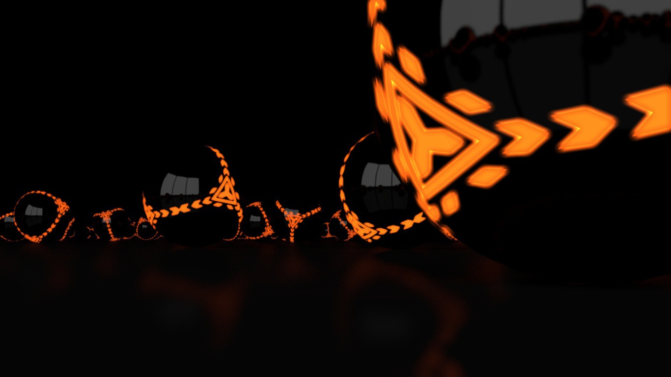 Оранжевые шары на черных обоях