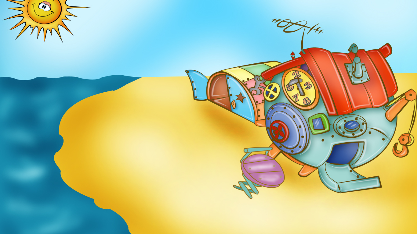 Пляж в мультфильме Смешарики