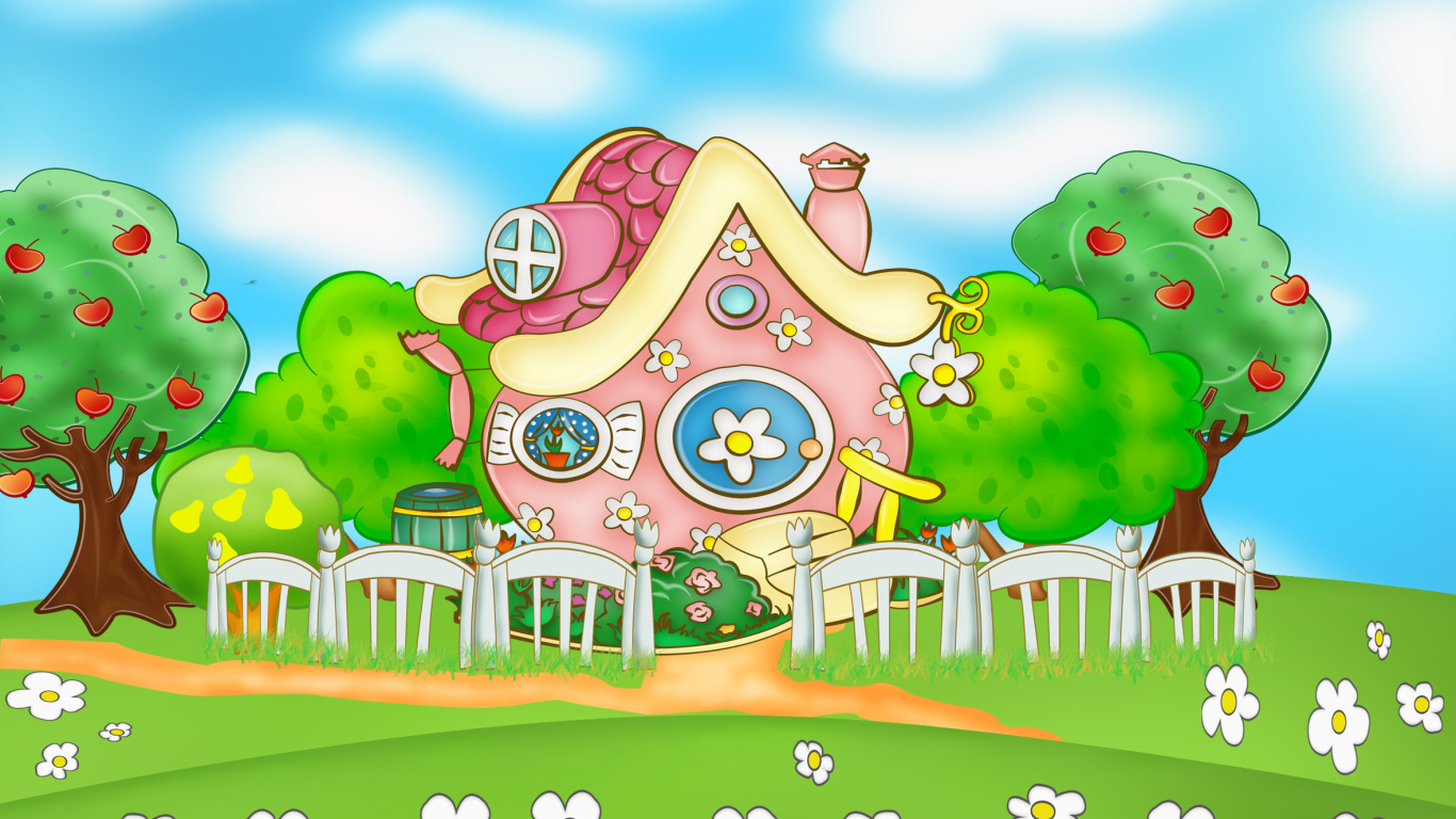 Красивый домик в мультфильме Смешарики