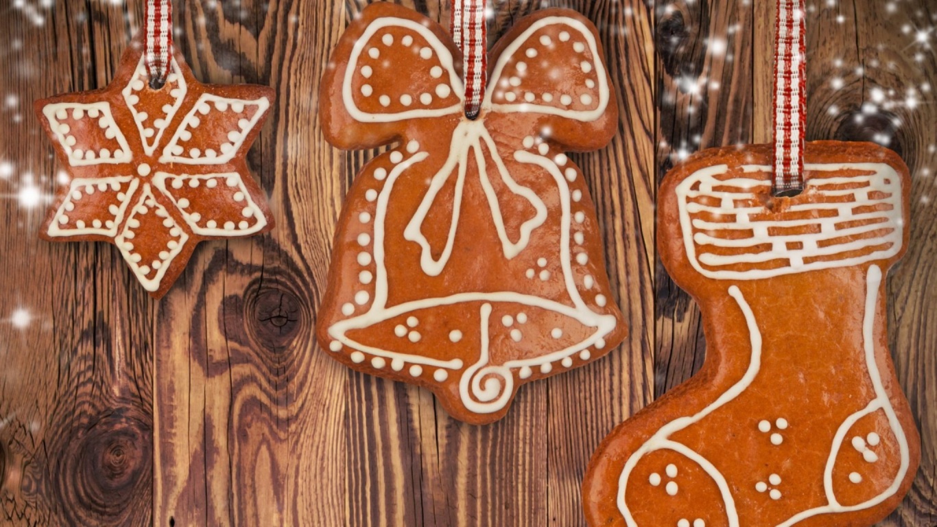 Рождественские печенья на тесемках