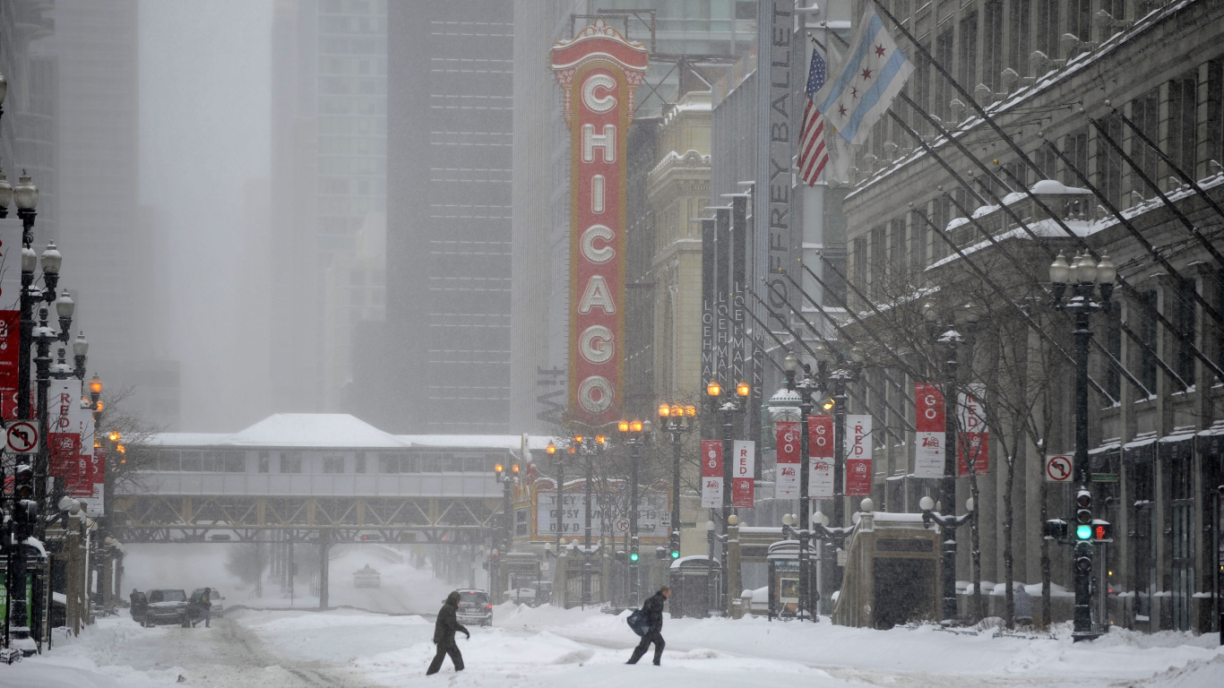 Снежная зима в Чикаго