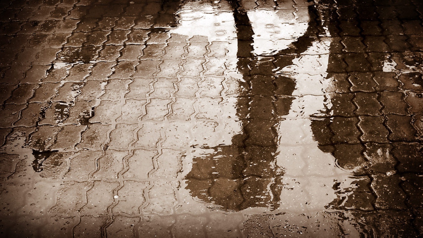 Отражение человека в луже