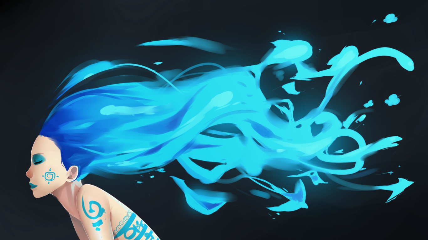 Девушка с голубыми волосами