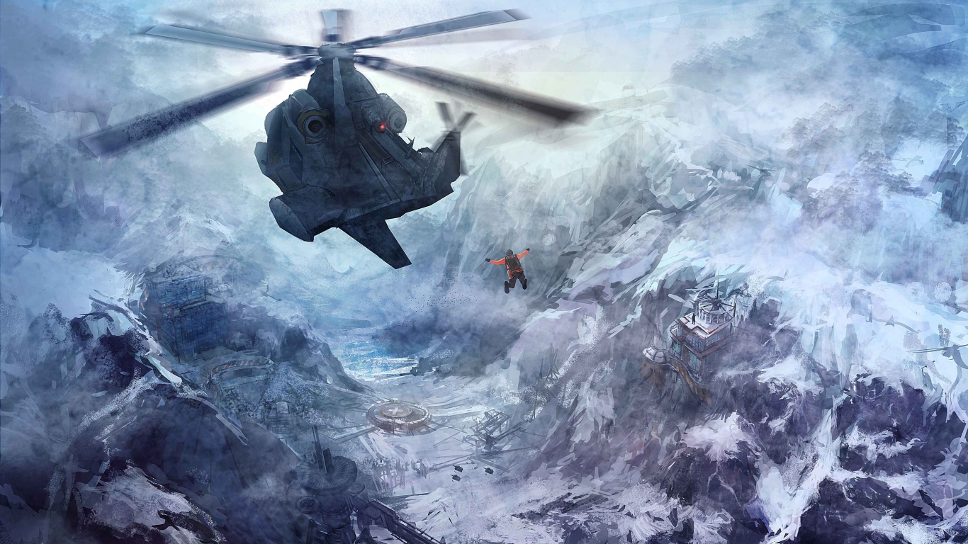 Человек прыгнул из вертолета