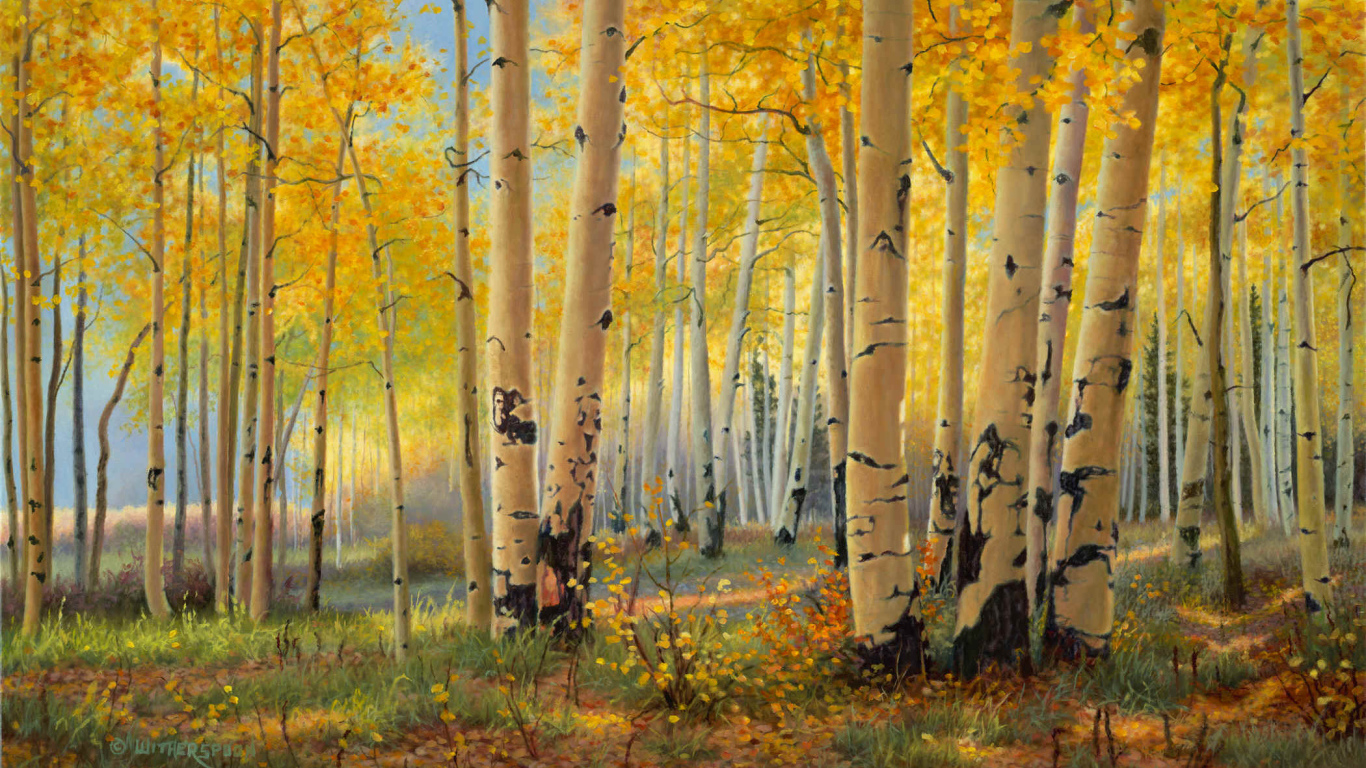 Березовая роща осенью