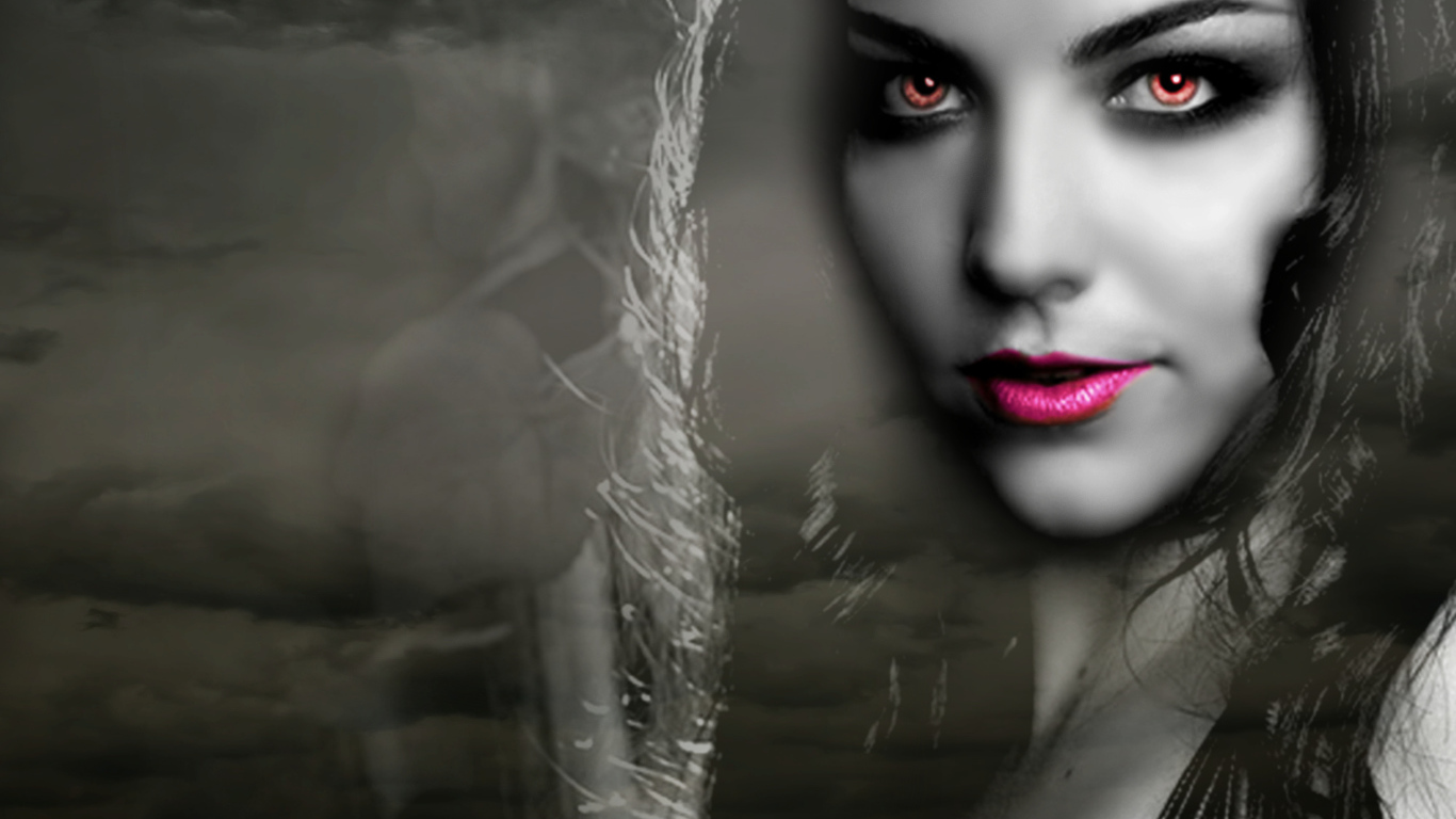 Брюнетка девушка вампир