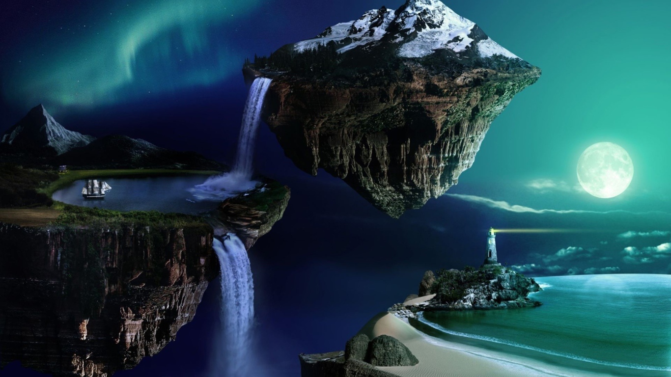 Летающие острова и луна