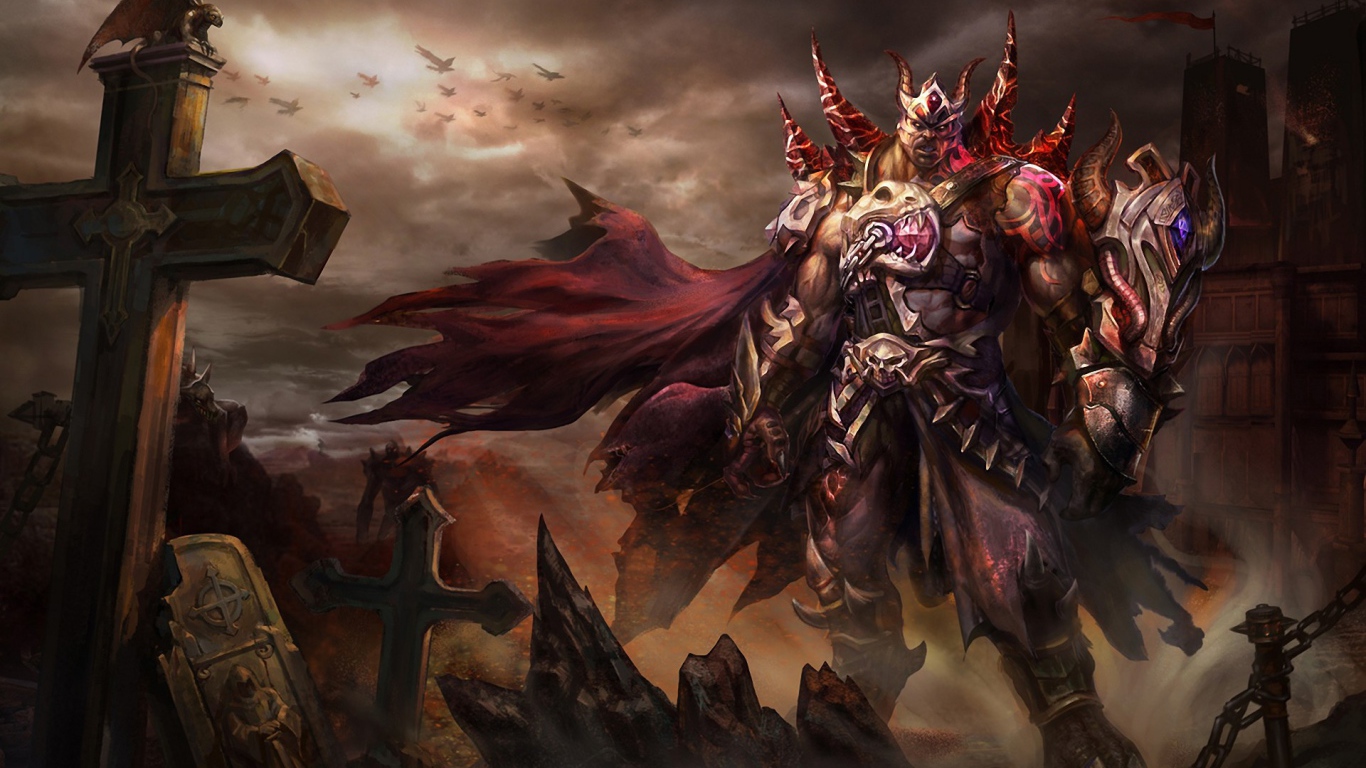 Великан демон на кладбище