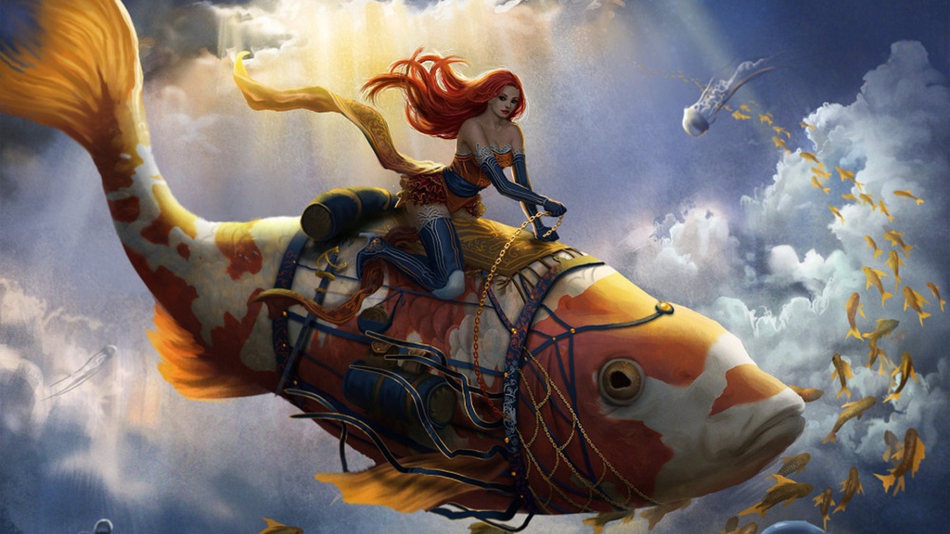 Девушка на рыбе