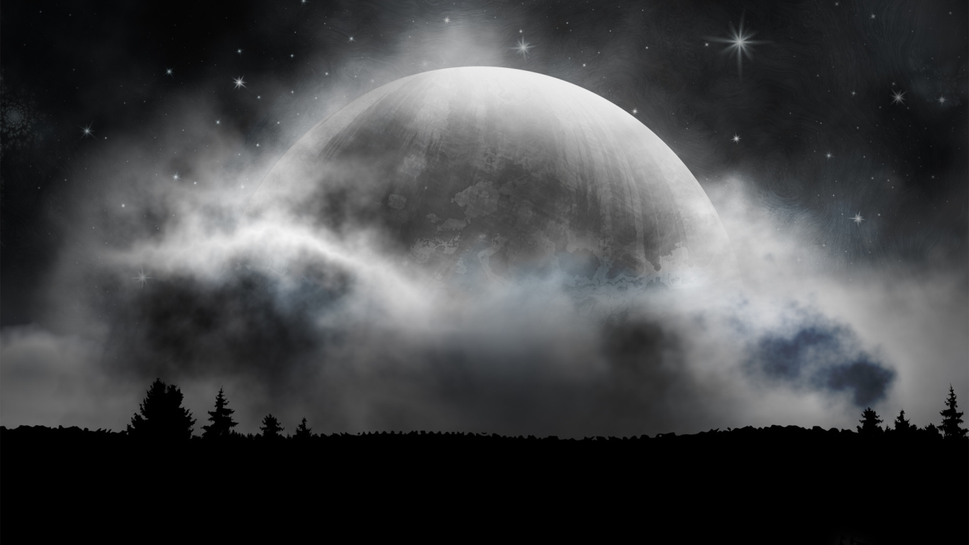 Планета на облачном небе