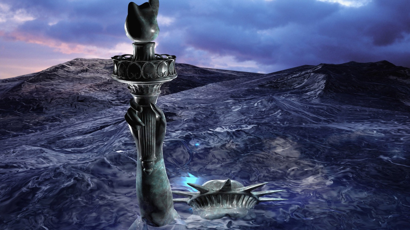 Статуя свободы под водой