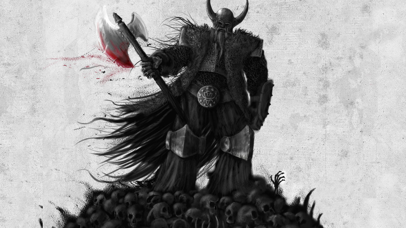 Викинг на черепах врагов