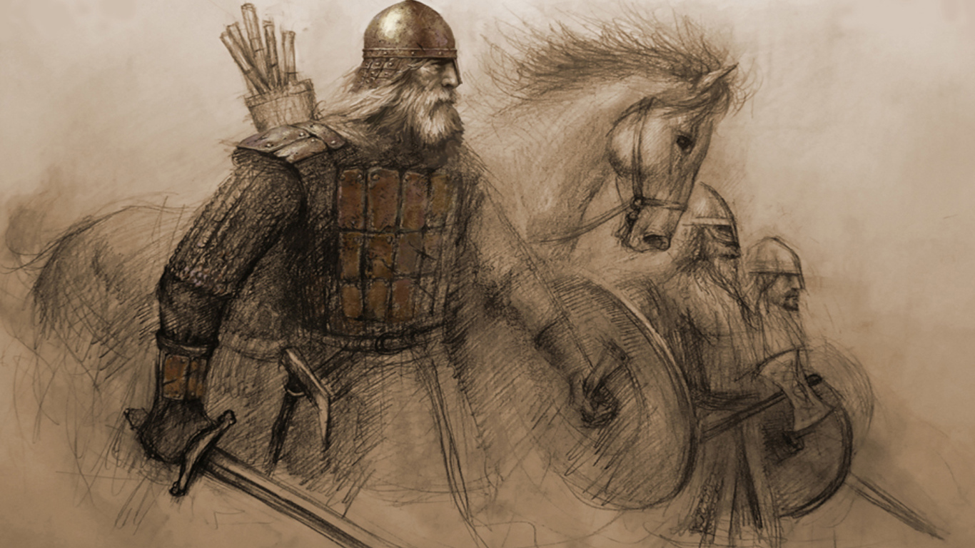Викинг с боевым конем