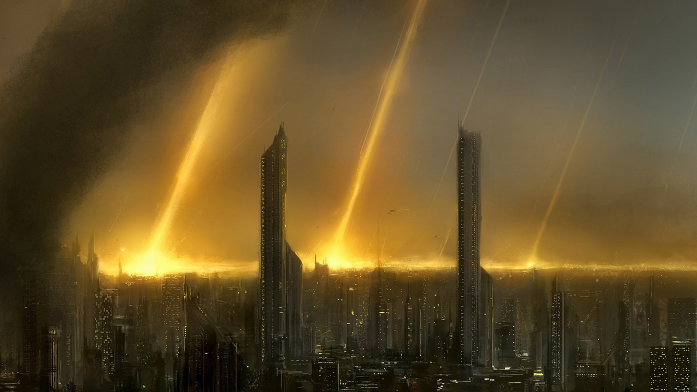 На город падают метеориты