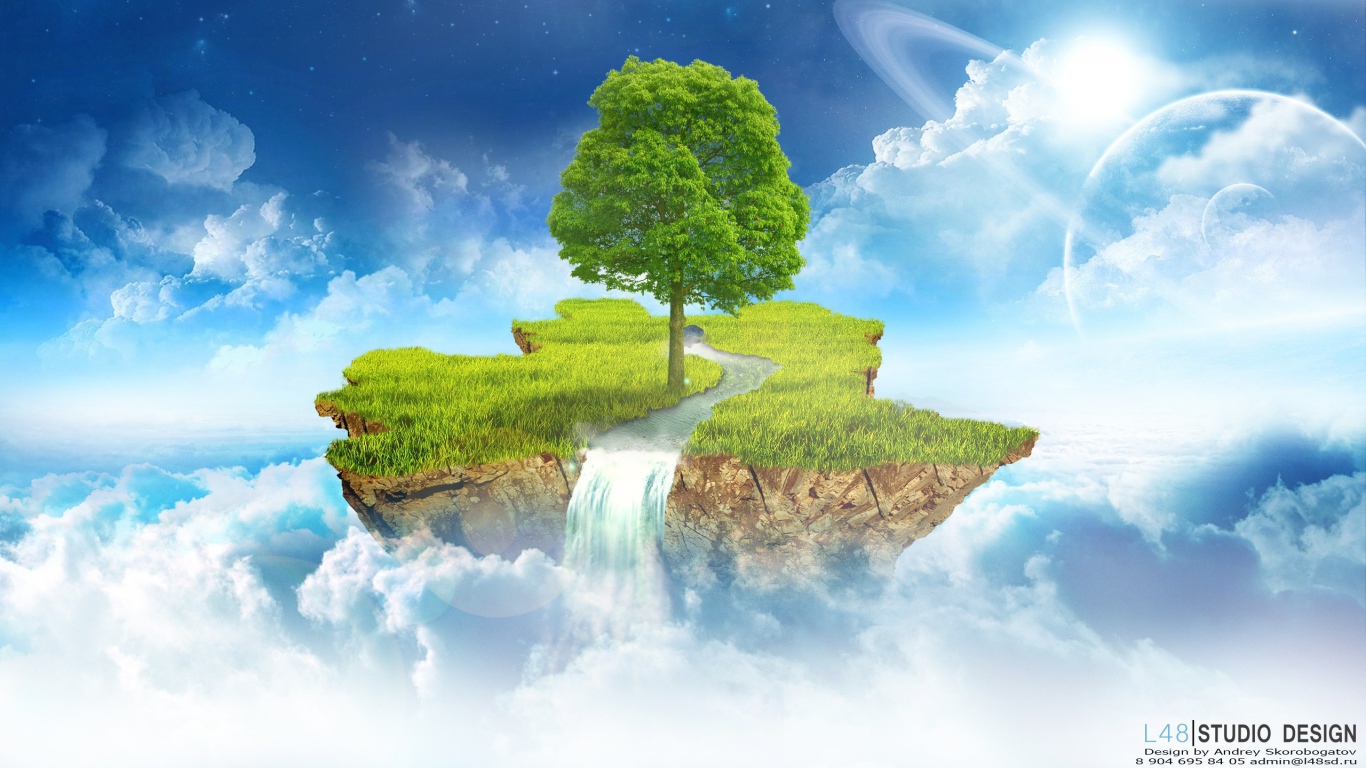 Летающий остров в облаках