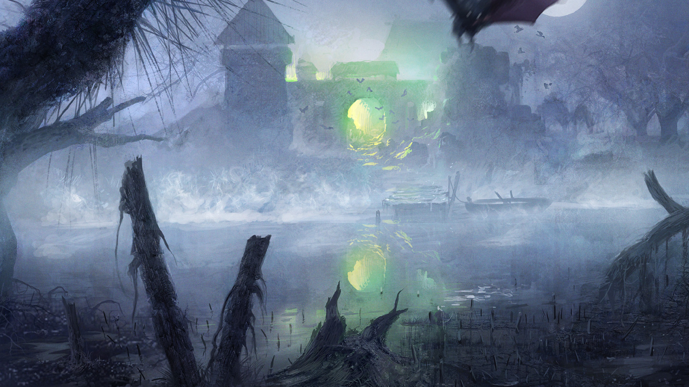 Мрачный пейзаж в игре Ведьмак