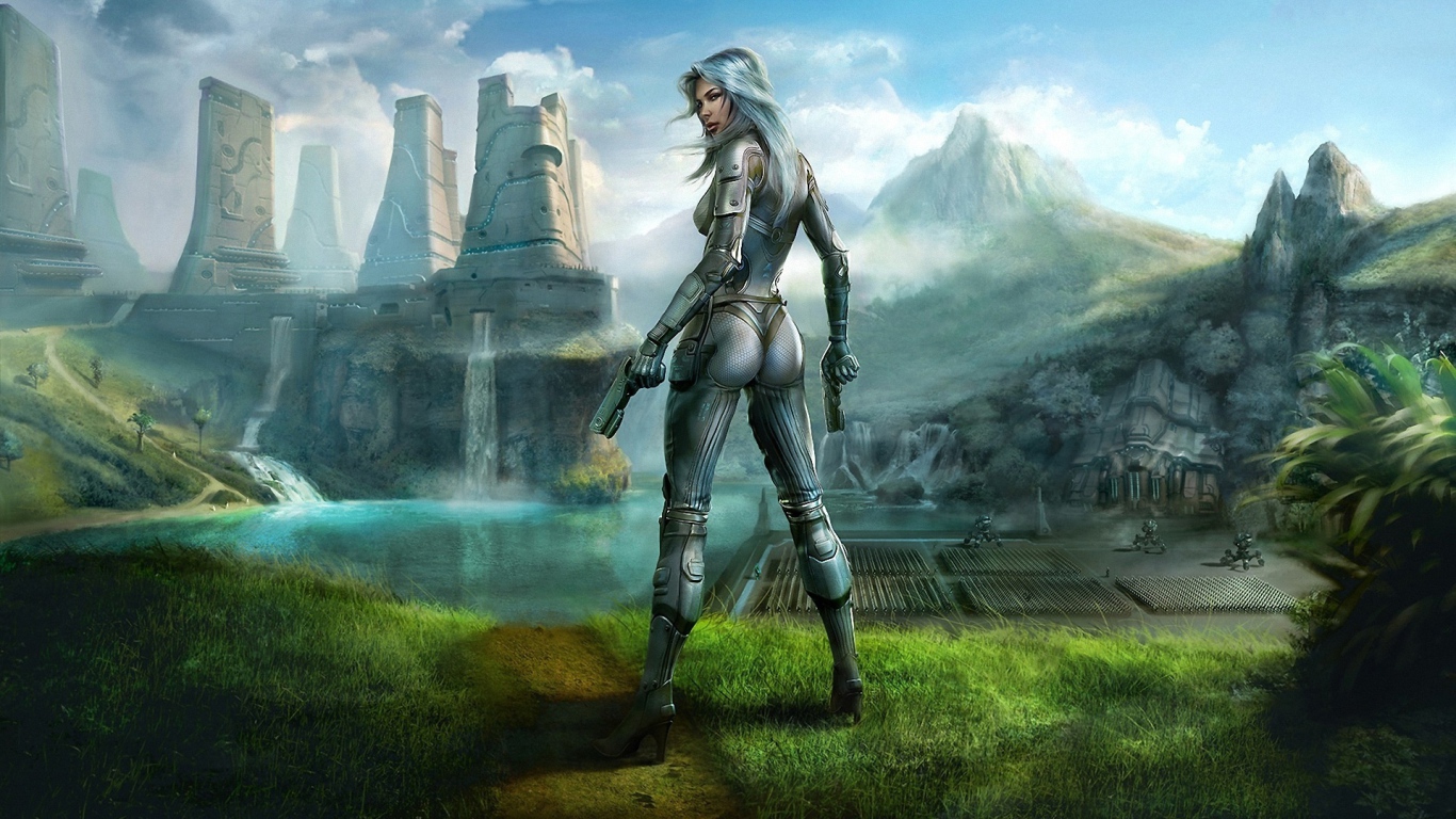 Восход Земли CG девушка