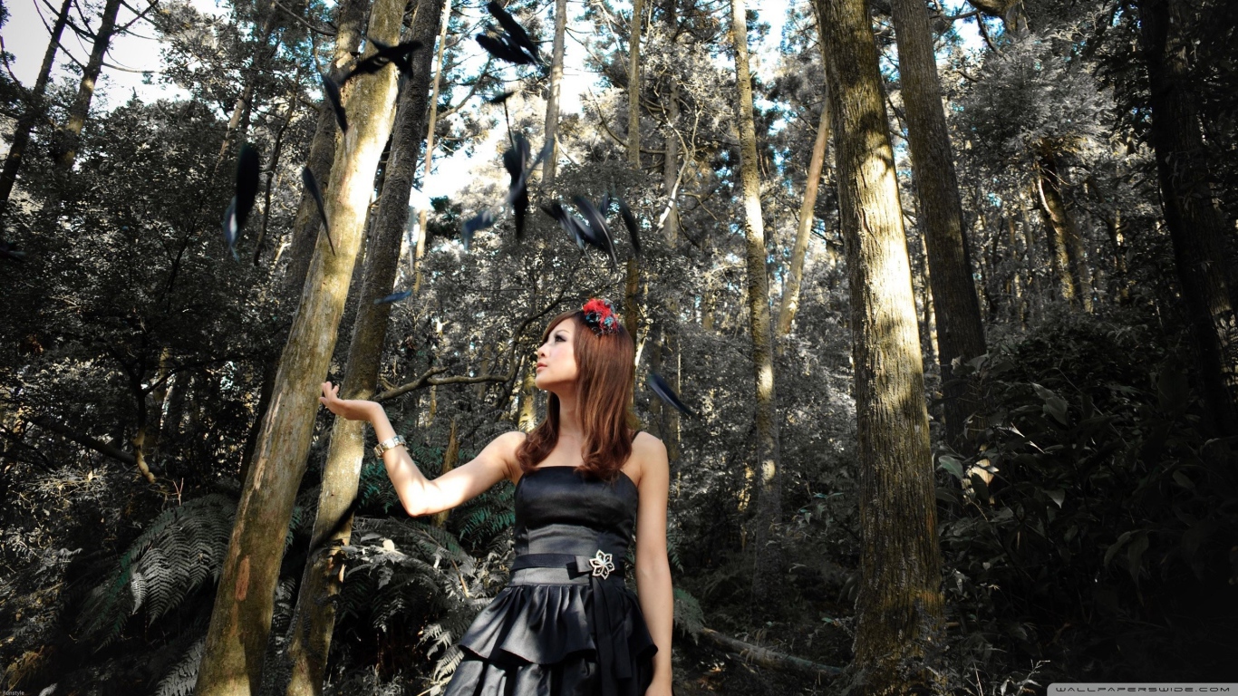 Девушка и черные перья