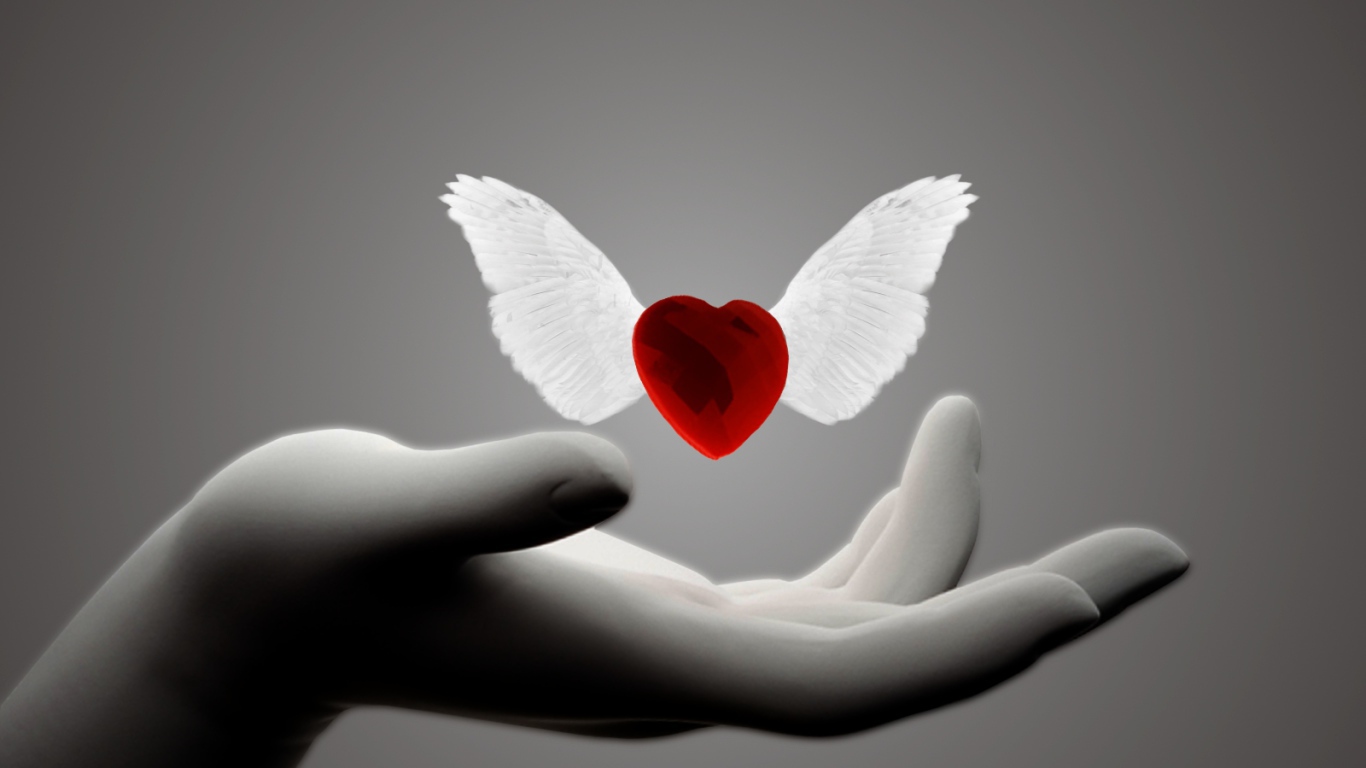 Сердце с крыльями на День Святого Валентина 14 февраля