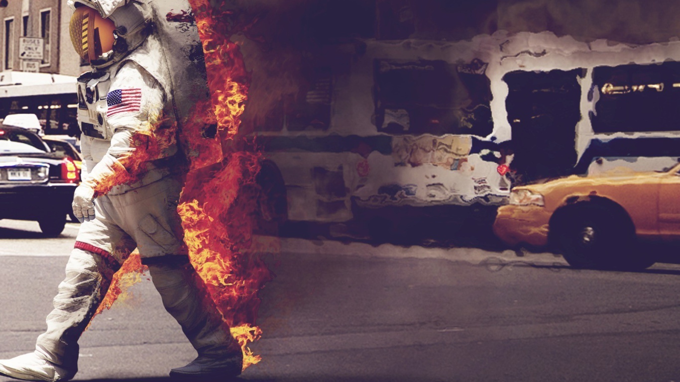 Пожарник на работе