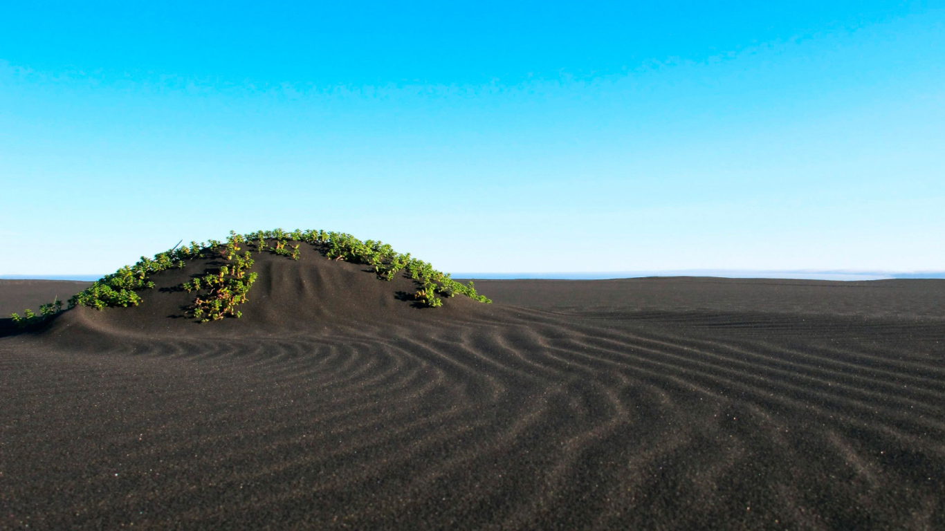 Пляж с черным песком