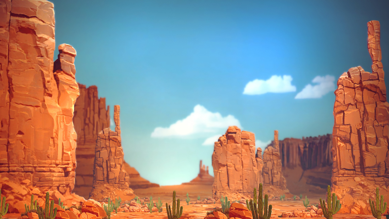 Кактусы в каньоне