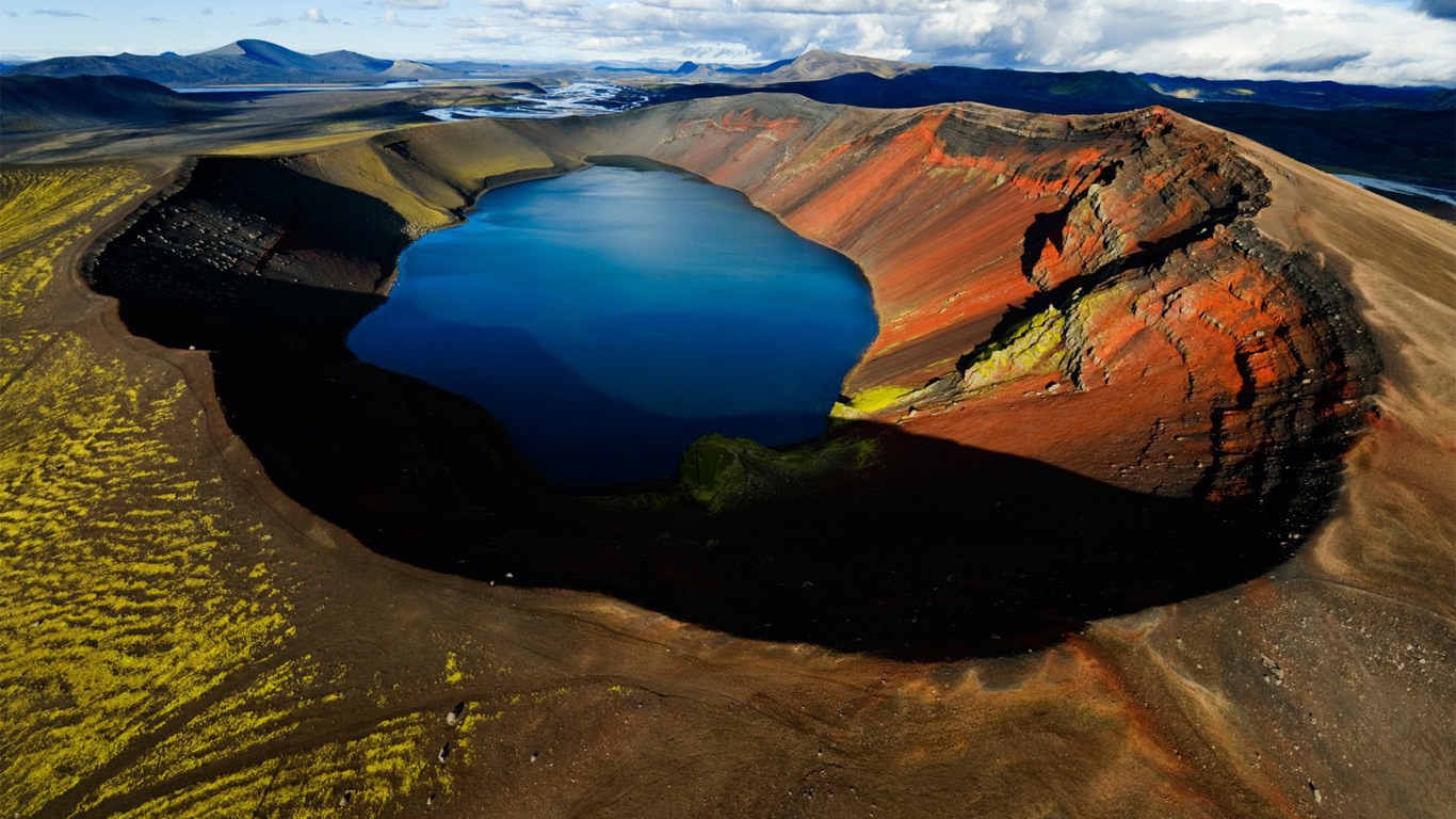 	   Lake in the crater of the volcano
