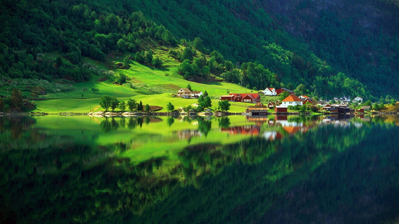 	   A village on the shores of lake