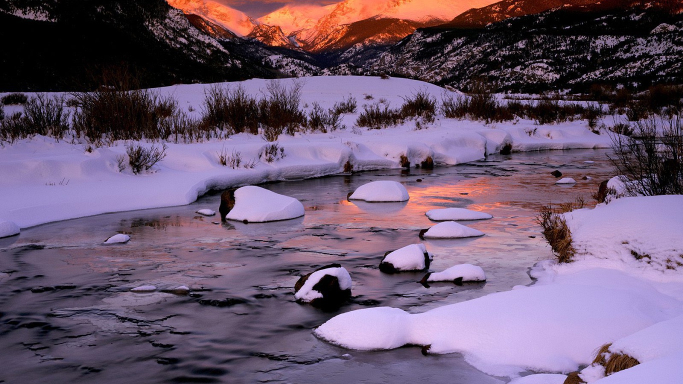 Снег на горной реке