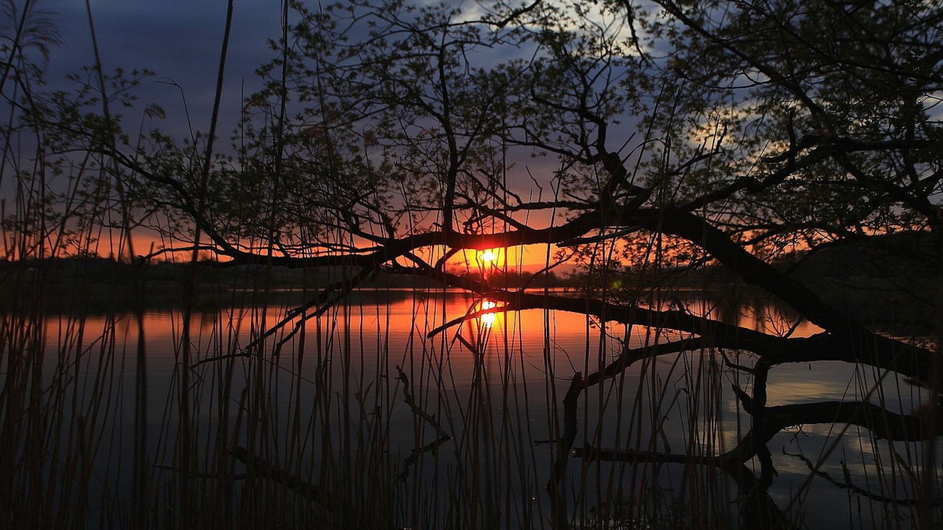 Закат на тихом озере
