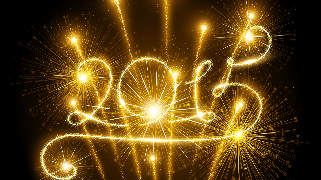 Яркий фейерверк на Новый Год 2015