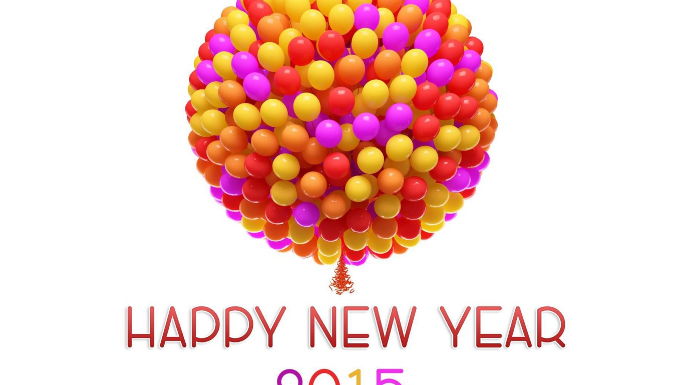 Много цветных шариков в Новом году