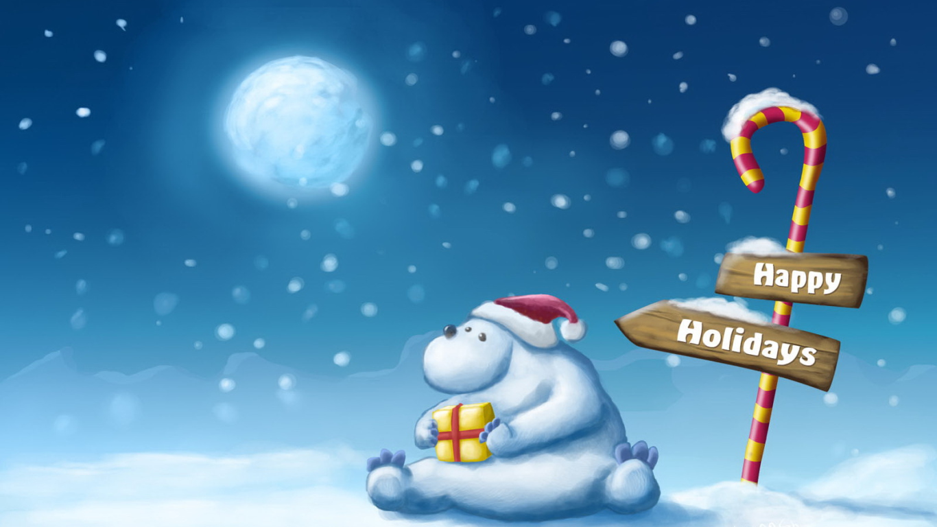 Белый медведь поздравляет с праздником