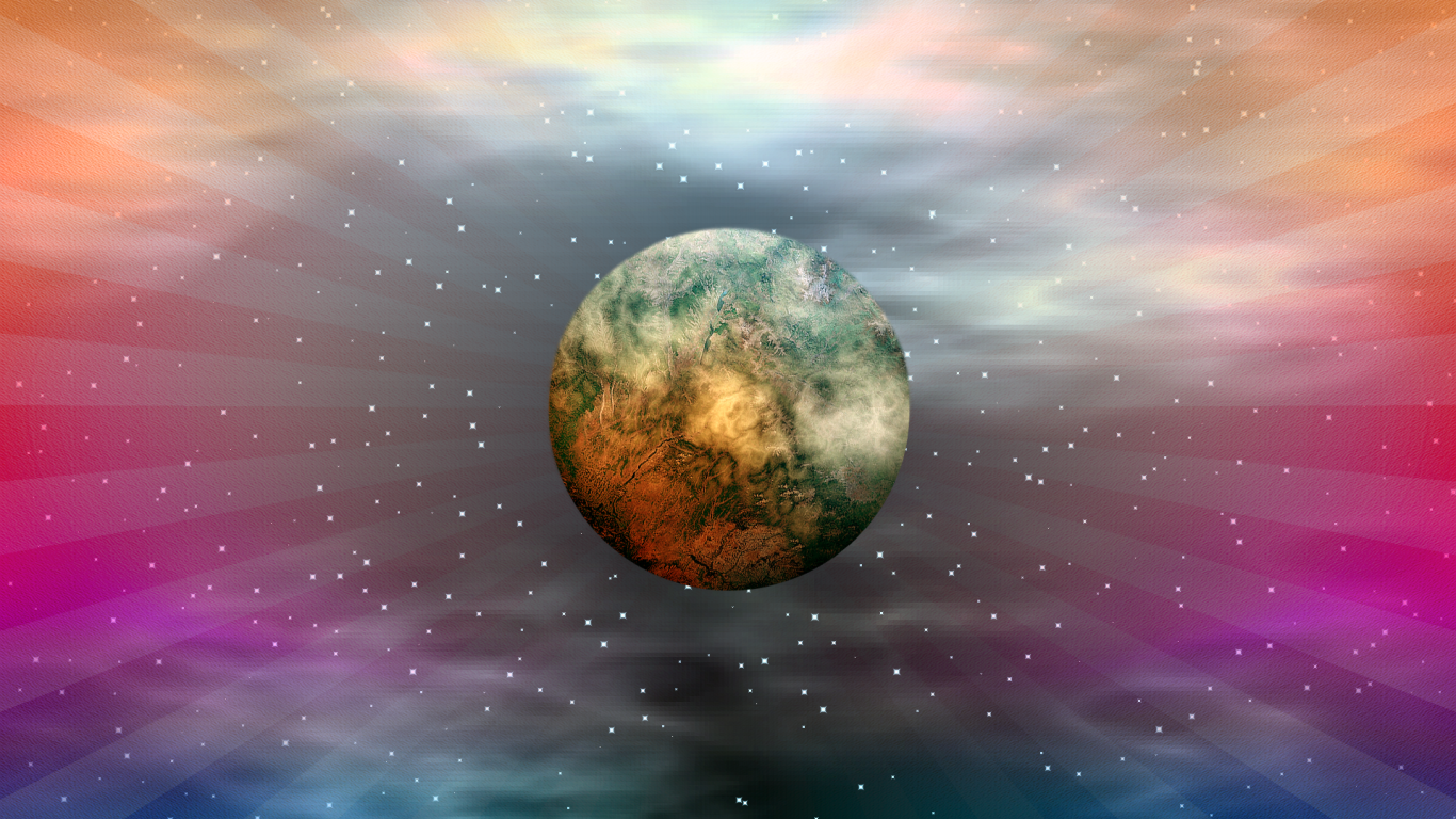 Планета в разноцветном космосе