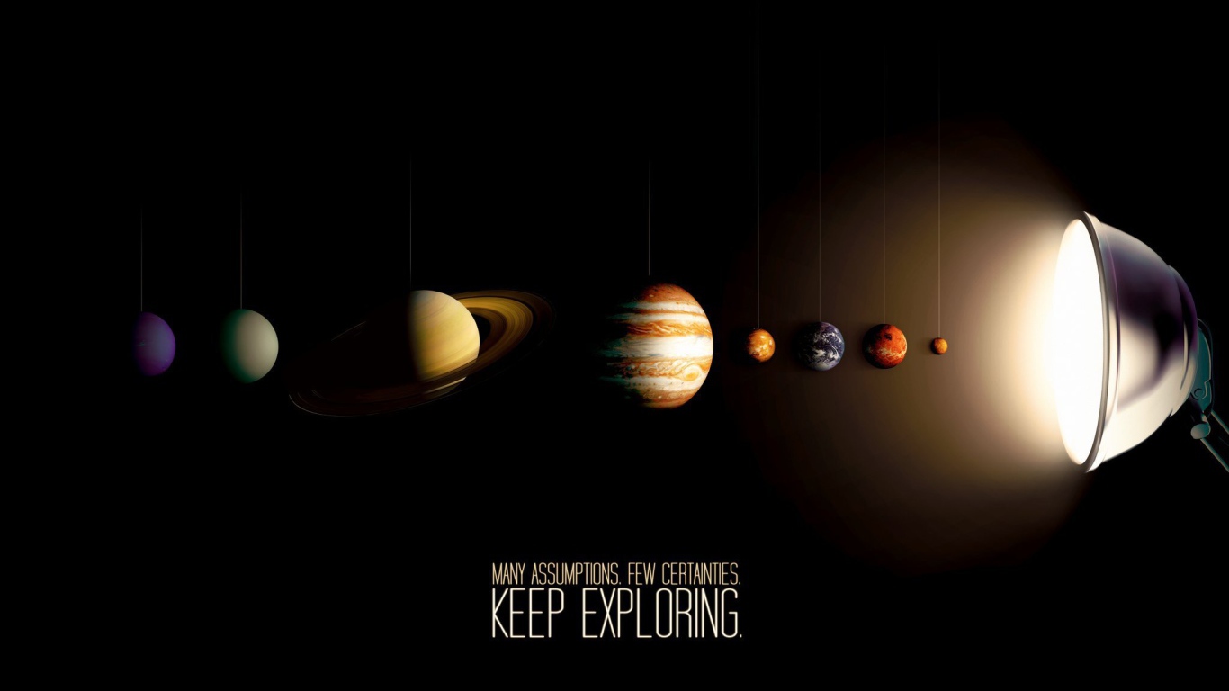 Планеты солнечной системы под светом лампы