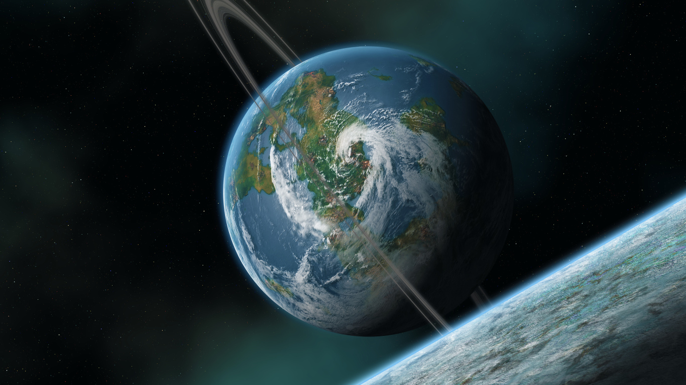 Планета с атмосферой и облаками