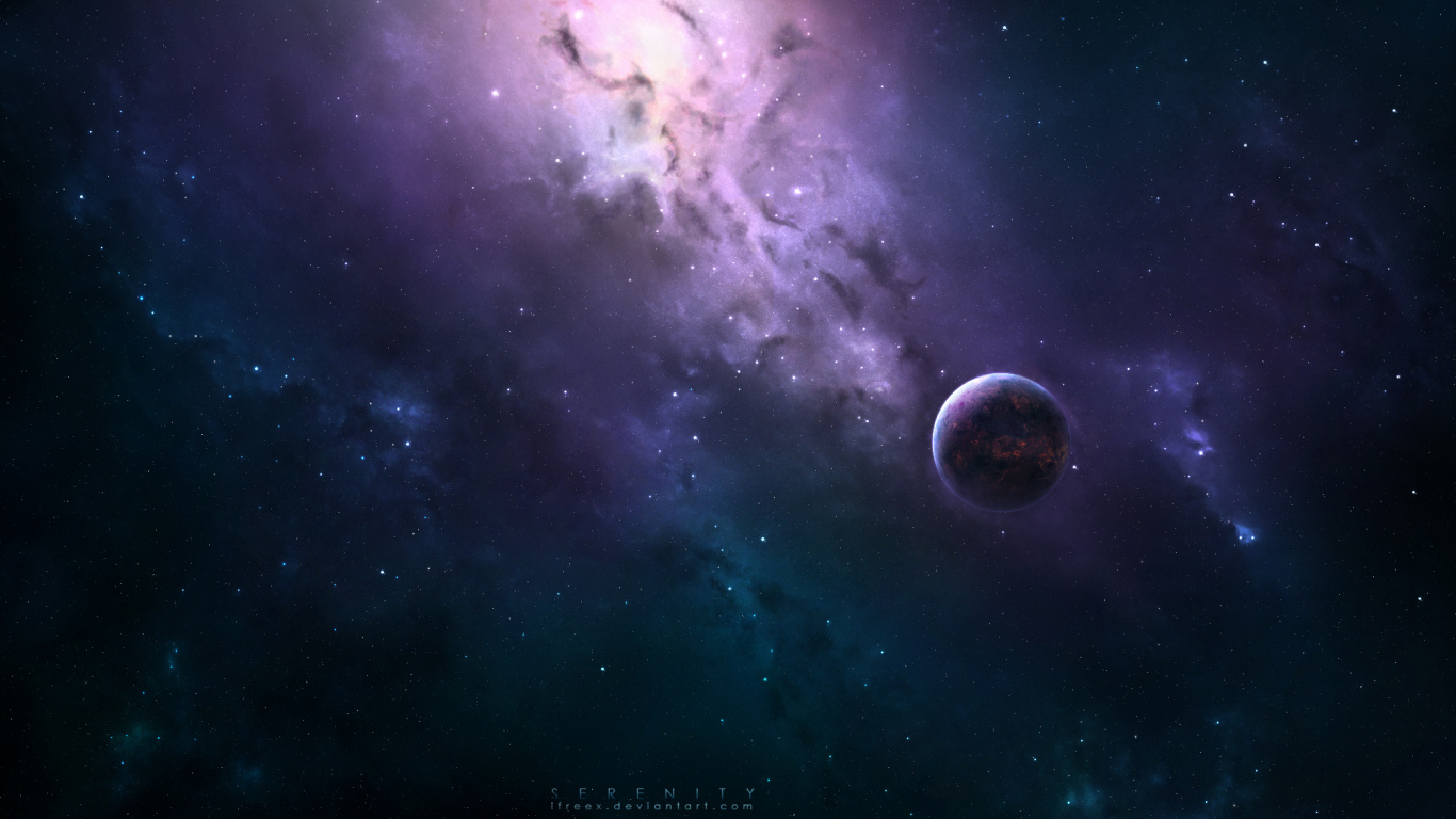 Планета на фоне звездного неба