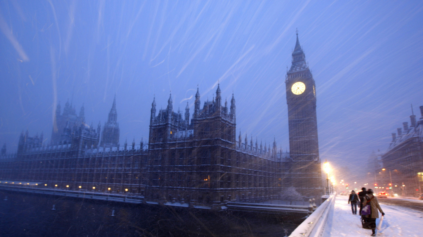 Снег в Лондоне метель