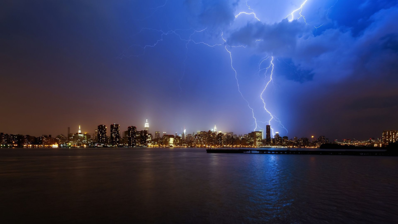 Storm In New York Desktop Wallpapers 1366x768