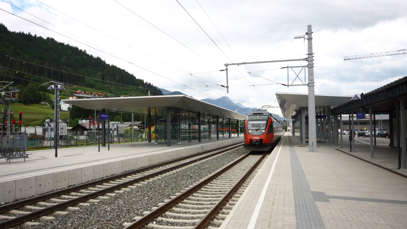 Железнодорожный вокзал на горнолыжном курорте Шладминг, Австрия