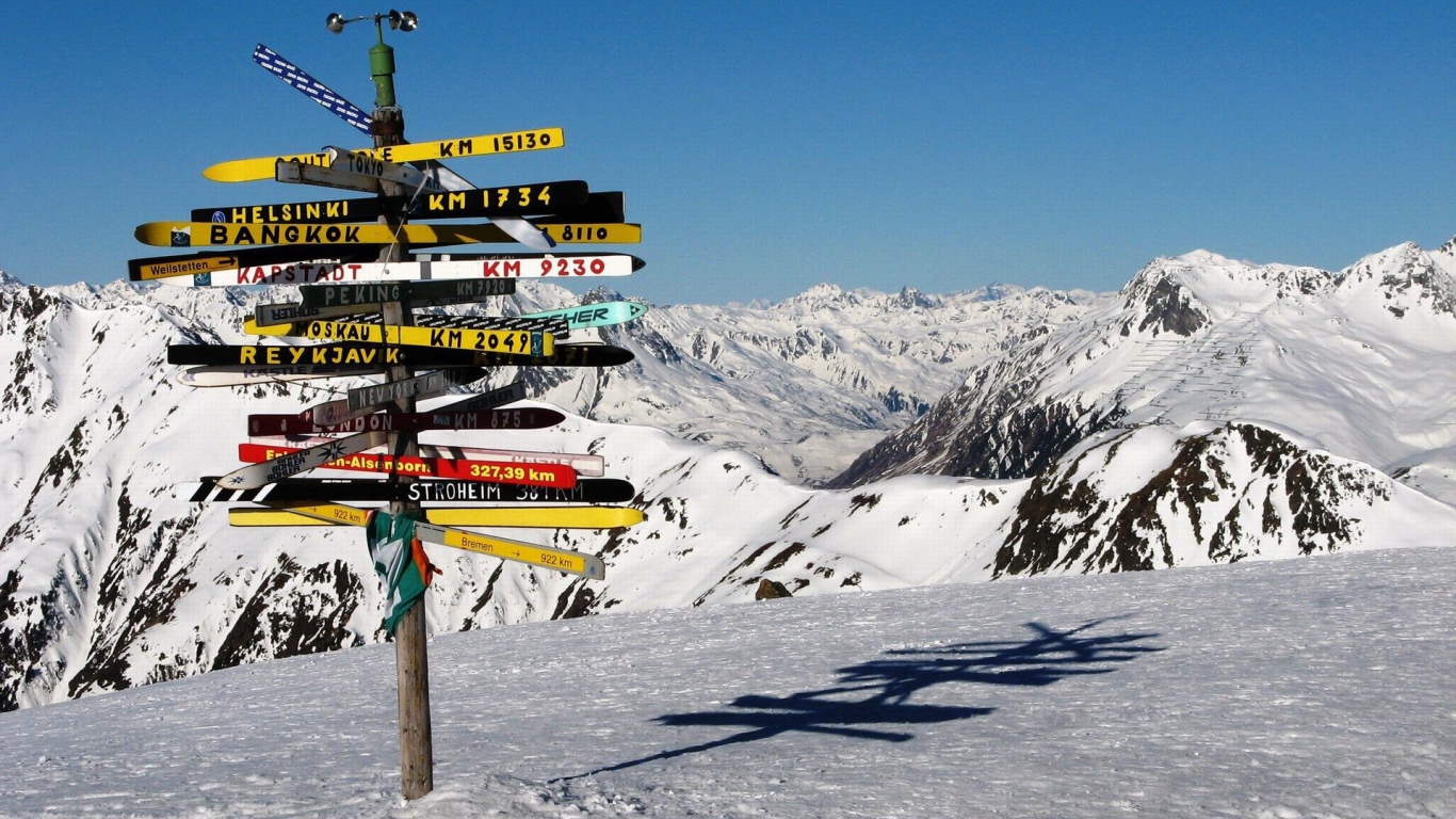 Дорожный указатель на горнолыжном курорте Ишгль, Австрия